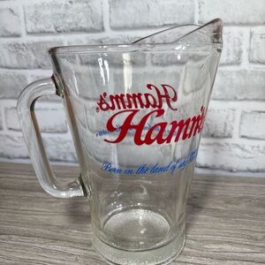 Glass Pitcher with Red and Blue Print